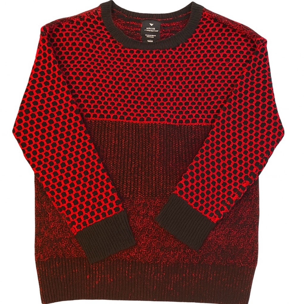 American Eagle Vintage Boyfriend Knit Sweater Red Black Juniors XS